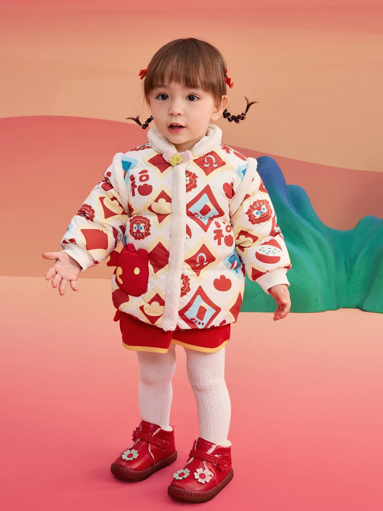 Balabala Children's Clothes Baby Down Jacket Baby Coat 2025 New Winter Clothes Neo- Chinese style New Year Greeting Outfit Cheap