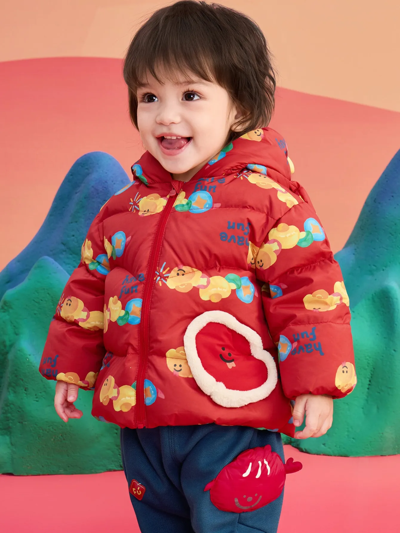 Balabala Children's Clothes Baby Down Jacket Baby Coat 2025 New Winter Clothes Neo- Chinese style New Year Greeting Outfit Best