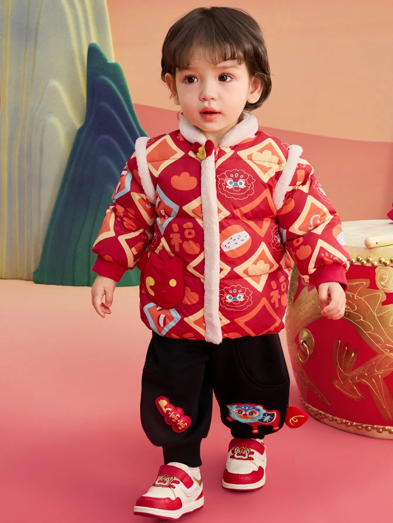 Balabala Children's Clothes Baby Down Jacket Baby Coat 2025 New Winter Clothes Neo- Chinese style New Year Greeting Outfit Cheap