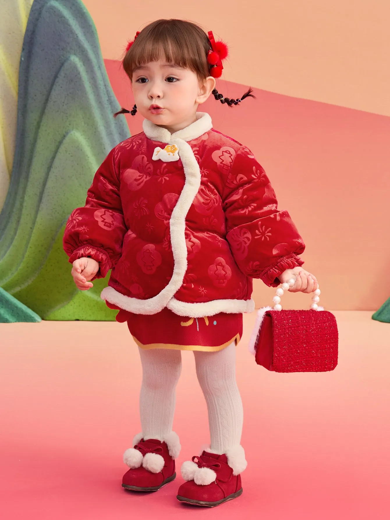 Balabala Children's Clothes Baby Down Jacket Baby Coat 2025 New Winter Clothes Neo- Chinese style New Year Greeting Outfit Cheap