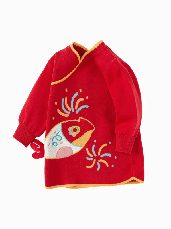 Balabala Children's Clothes Baby Dress Baby Dress 2025 New Chinese Style Qipao Dress New Year Season Trendy Red Best Sale