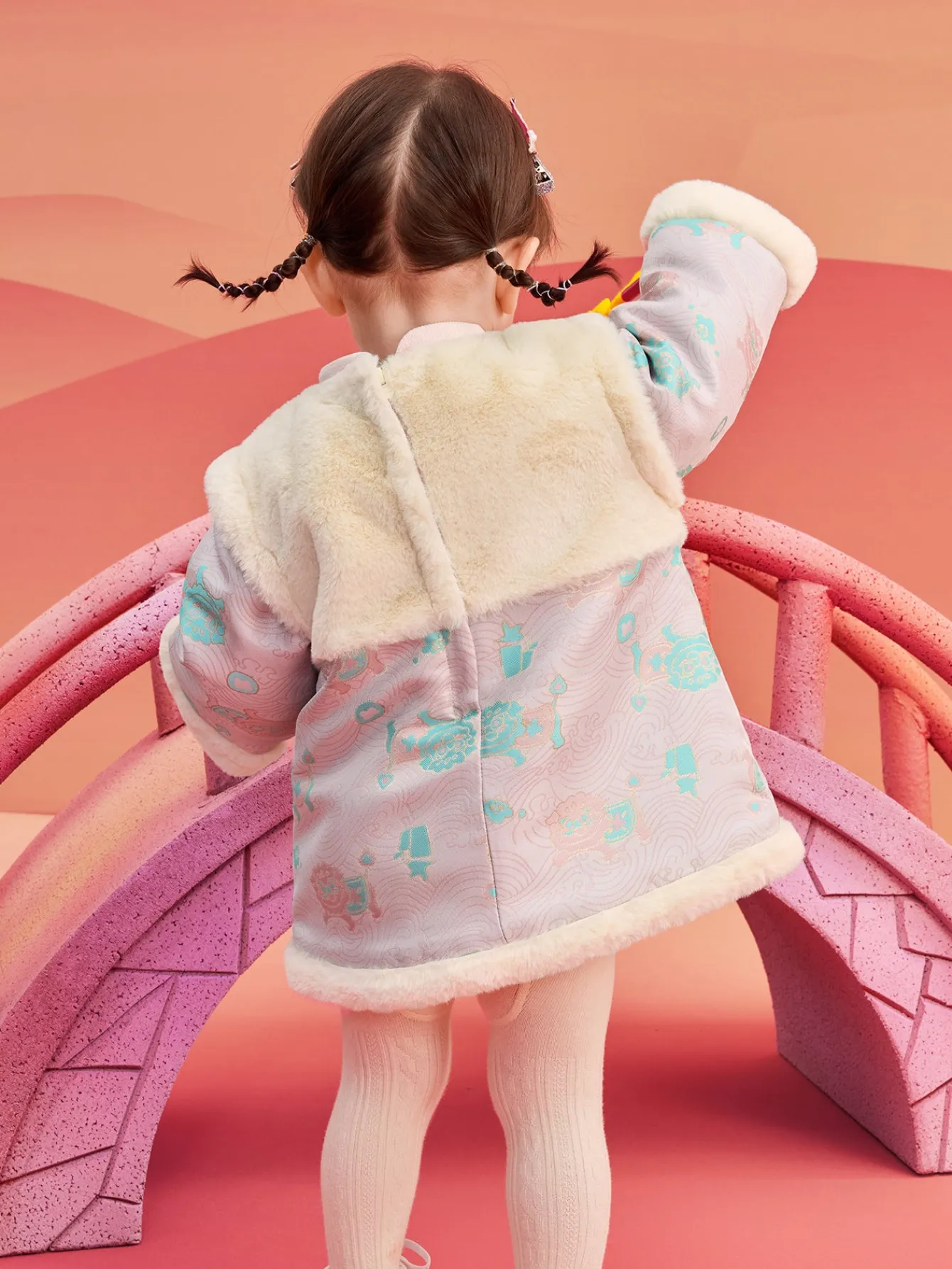 Balabala Children's Clothes Baby One-Piece Dress Baby Dress 2025 New Spring Clothes Baby Girl New Year Greeting Outfit Chinese Style New