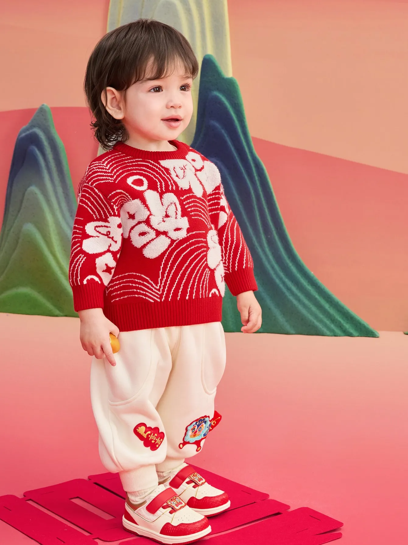 Balabala Children's Clothes Baby Pants Baby Fleece Lined Trousers Winter Clothes 2025 New Baby Thickened New Year Season Cute Store