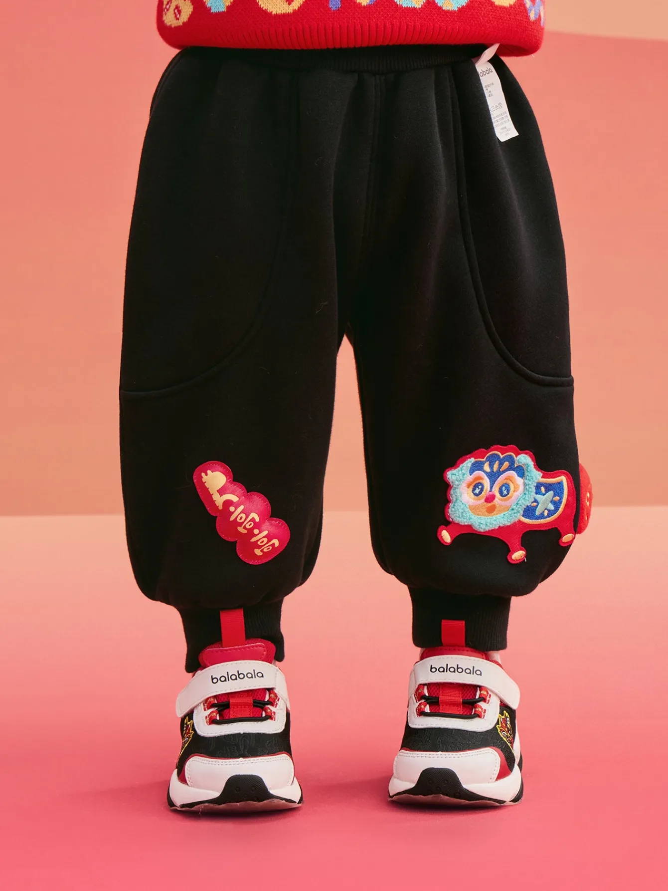 Balabala Children's Clothes Baby Pants Baby Fleece Lined Trousers Winter Clothes 2025 New Baby Thickened New Year Season Cute Store