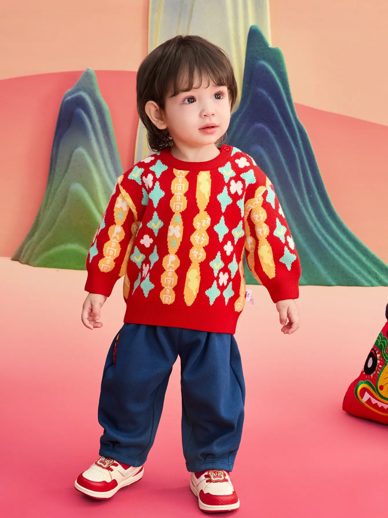 Balabala Children's Clothes Baby Pants Baby Fleece Lined Trousers Winter Clothes 2025 New Baby Thickened New Year Season Cute Store