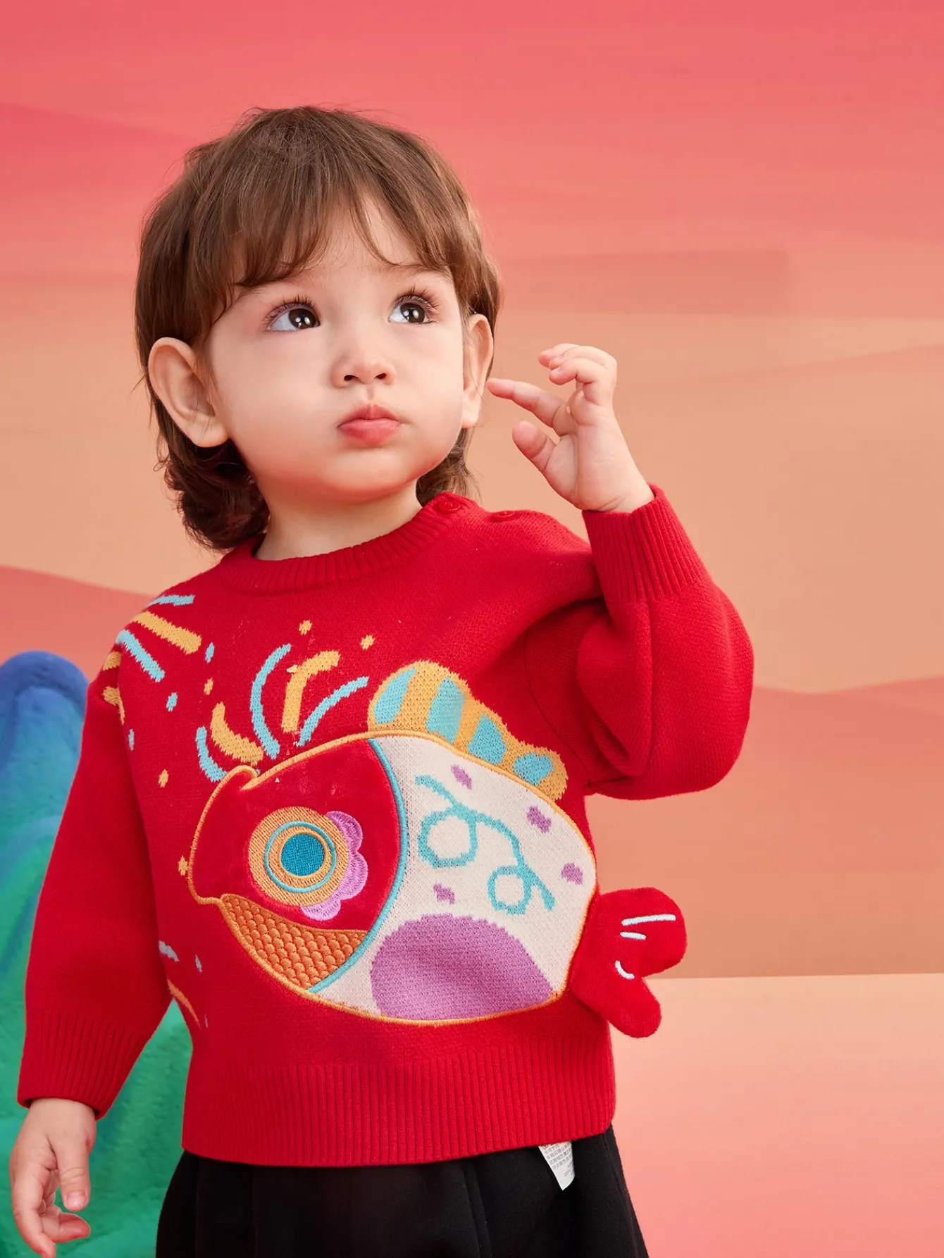 Balabala Children's Clothes Baby Sweater Pullover 2025 New Winter Clothes Baby Bottoming Shirt Cute and Fun Shop