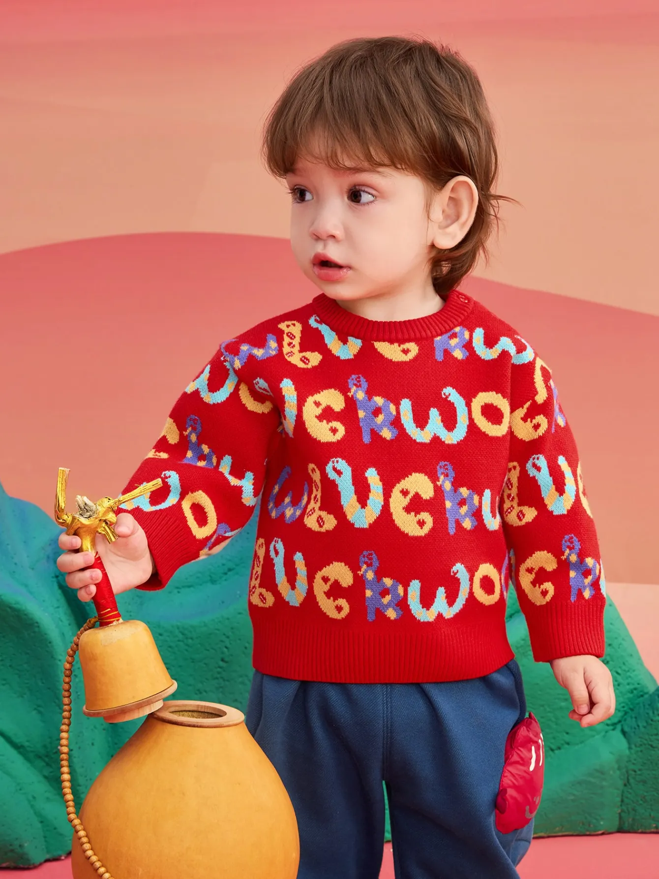 Balabala Children's Clothes Baby Sweater Pullover 2025 New Winter Clothes Baby Bottoming Shirt Cute and Fun Shop