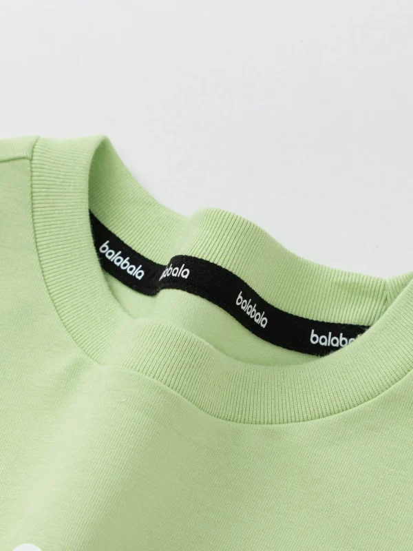 Balabala Children's Clothing Boy Long-sleeved T-shirt lit. false Two Pieces Inner 2025 Spring New Top Yellow Green Hot