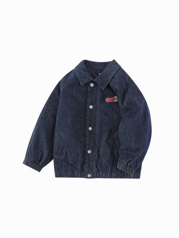 Balabala Children's Clothing Boys' Cotton Jacket Embroidered Denim Jacket 2025 New Spring New Year Denim Dark Blue Clearance
