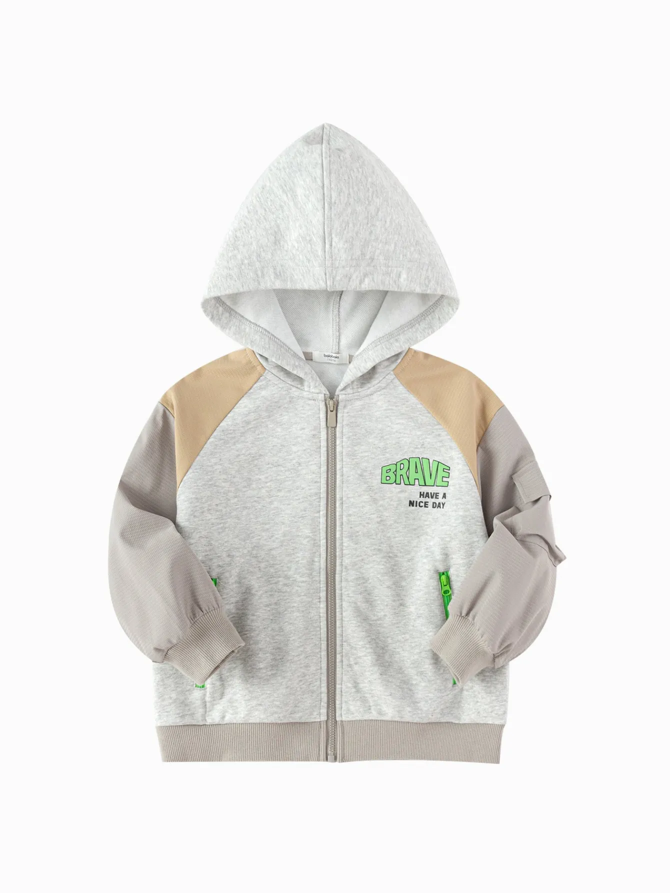 Balabala Children's Clothing Boys' Jacket 2025 Spring New Hooded Top Color Blocked Outdoor Gray Online