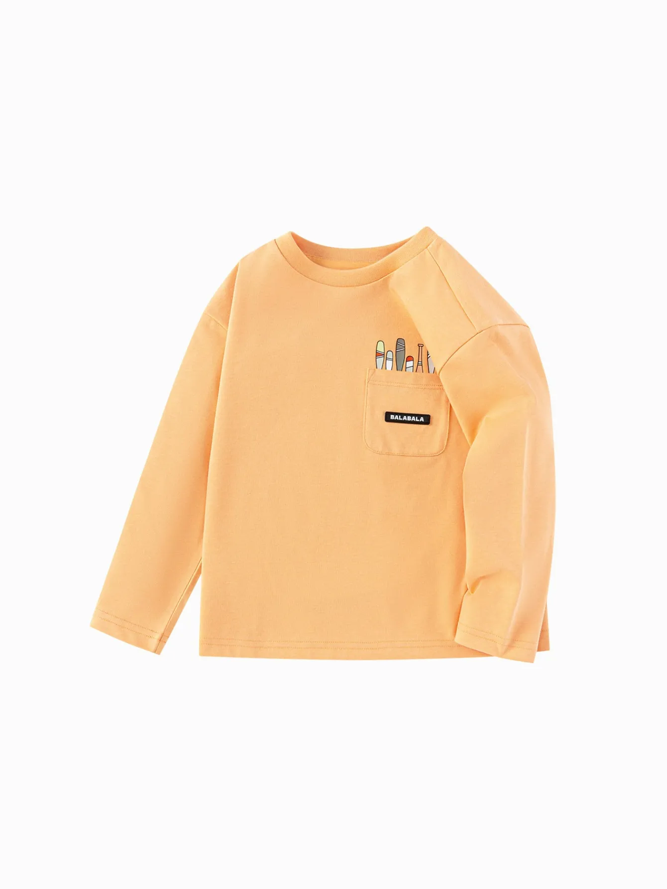 Balabala Children's Clothing Boys' Long Sleeve T-Shirt Lining 2025 Spring New Style Top Orange Online