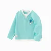 Balabala Children's Clothing Boys' Long Sleeve T-Shirt Lining 2025 Spring New Style Top Blue Green Flash Sale