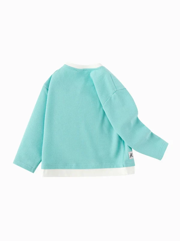 Balabala Children's Clothing Boys' Long Sleeve T-Shirt Lining 2025 Spring New Style Top Blue Green Flash Sale