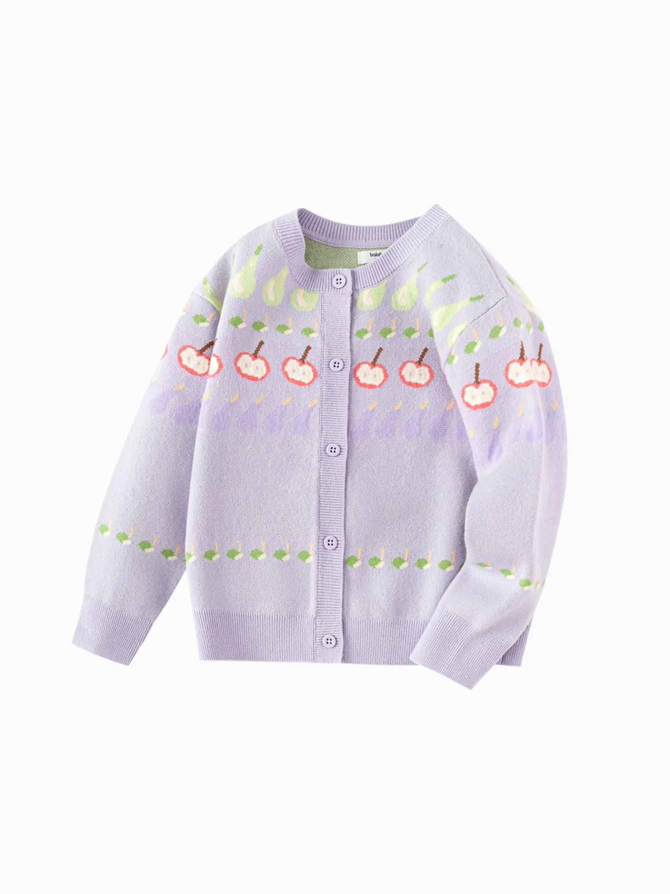 Balabala Children's Clothing Girls' Knitwear Jacquard Knit Cardigan 2025 Spring New Sweet Purple Hot