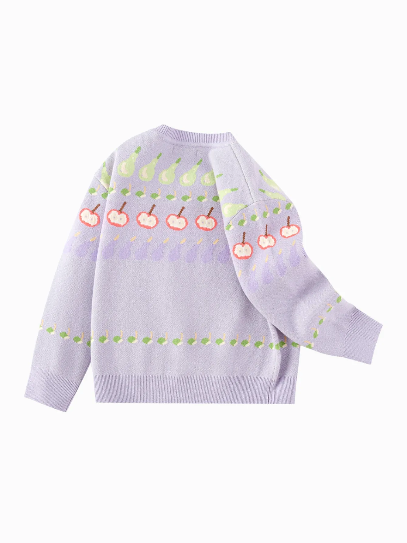 Balabala Children's Clothing Girls' Knitwear Jacquard Knit Cardigan 2025 Spring New Sweet Purple Hot