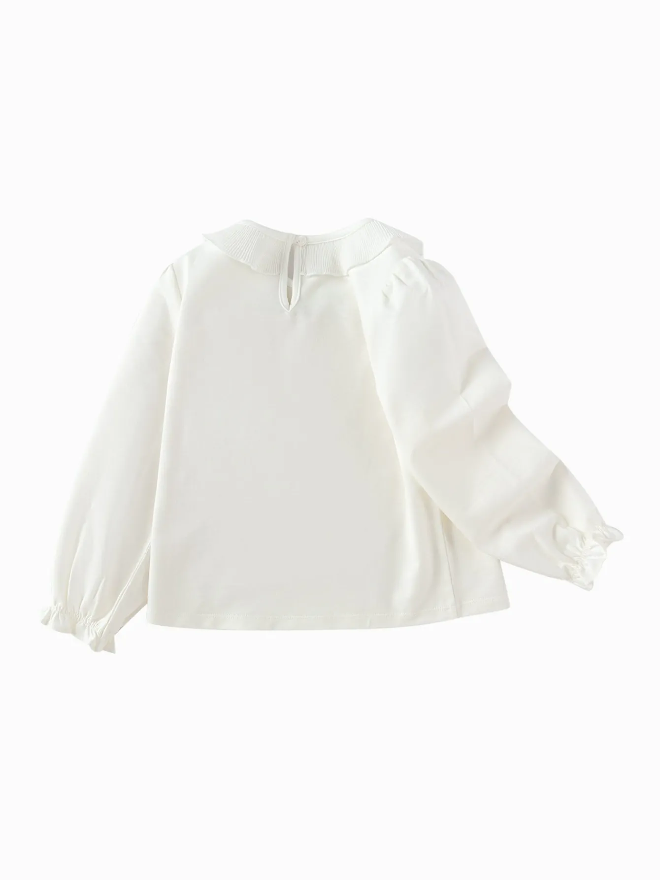 Balabala Children's Clothing Girls Long Sleeve T-Shirt 2025 Spring New Fashion Bow Tie Raw White Best