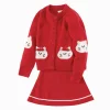 Balabala Children's Clothing Girls' Skirt Set 2025 Spring and Autumn New Two-Piece Jacquard Cute Chinese Red Clearance