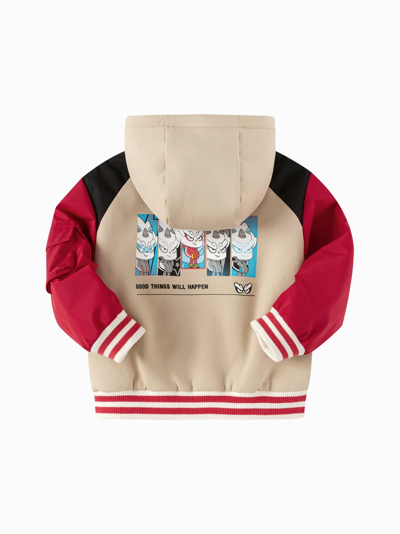 Balabala children's cotton coat boys' spring 2025 new hooded jacket patchwork trendy Khaki Store