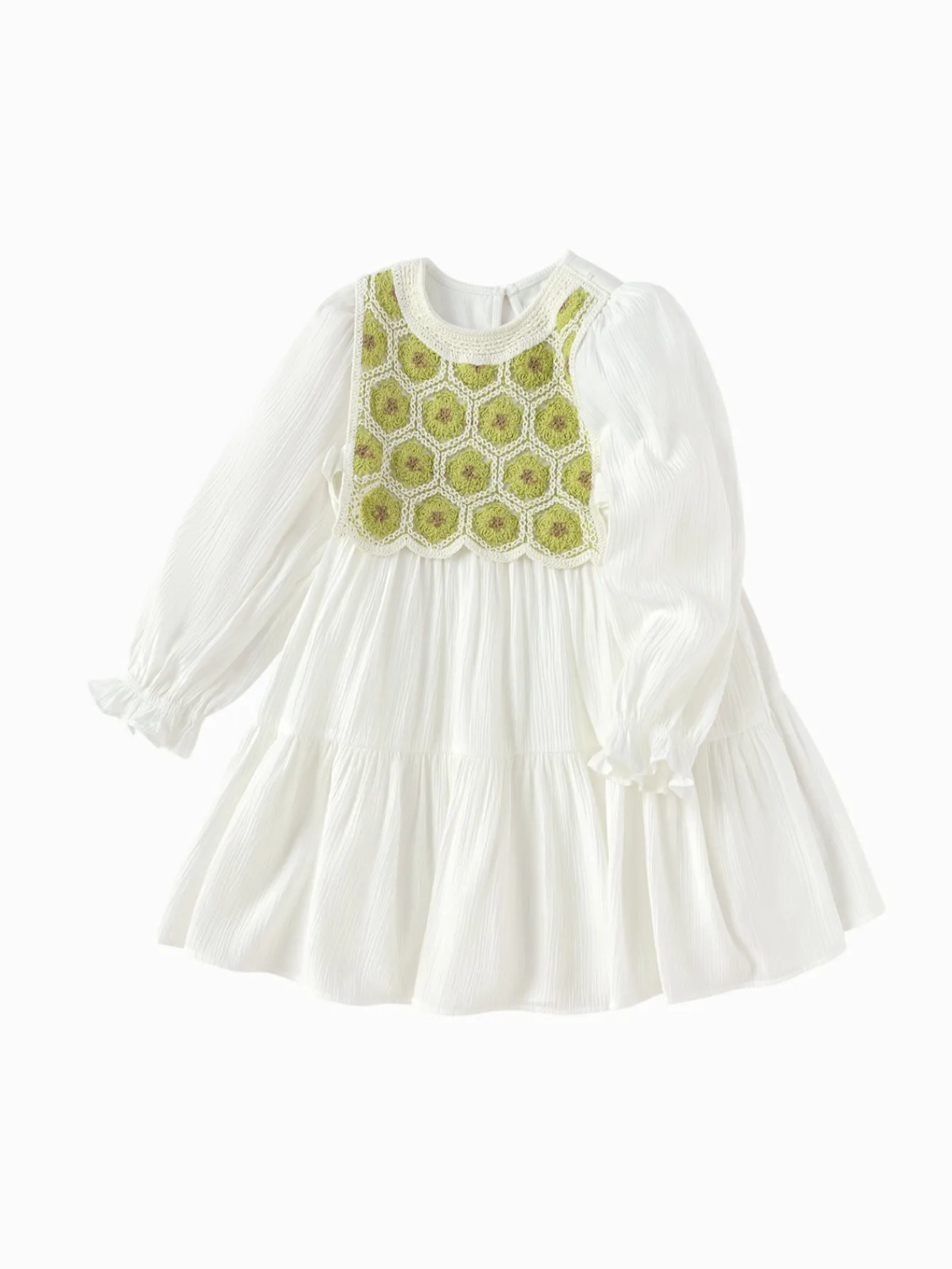 Balabala Children's Dress Toddler Girls 2025 Spring New Arrival Fake Two-Piece Dress Literary Raw White Clearance