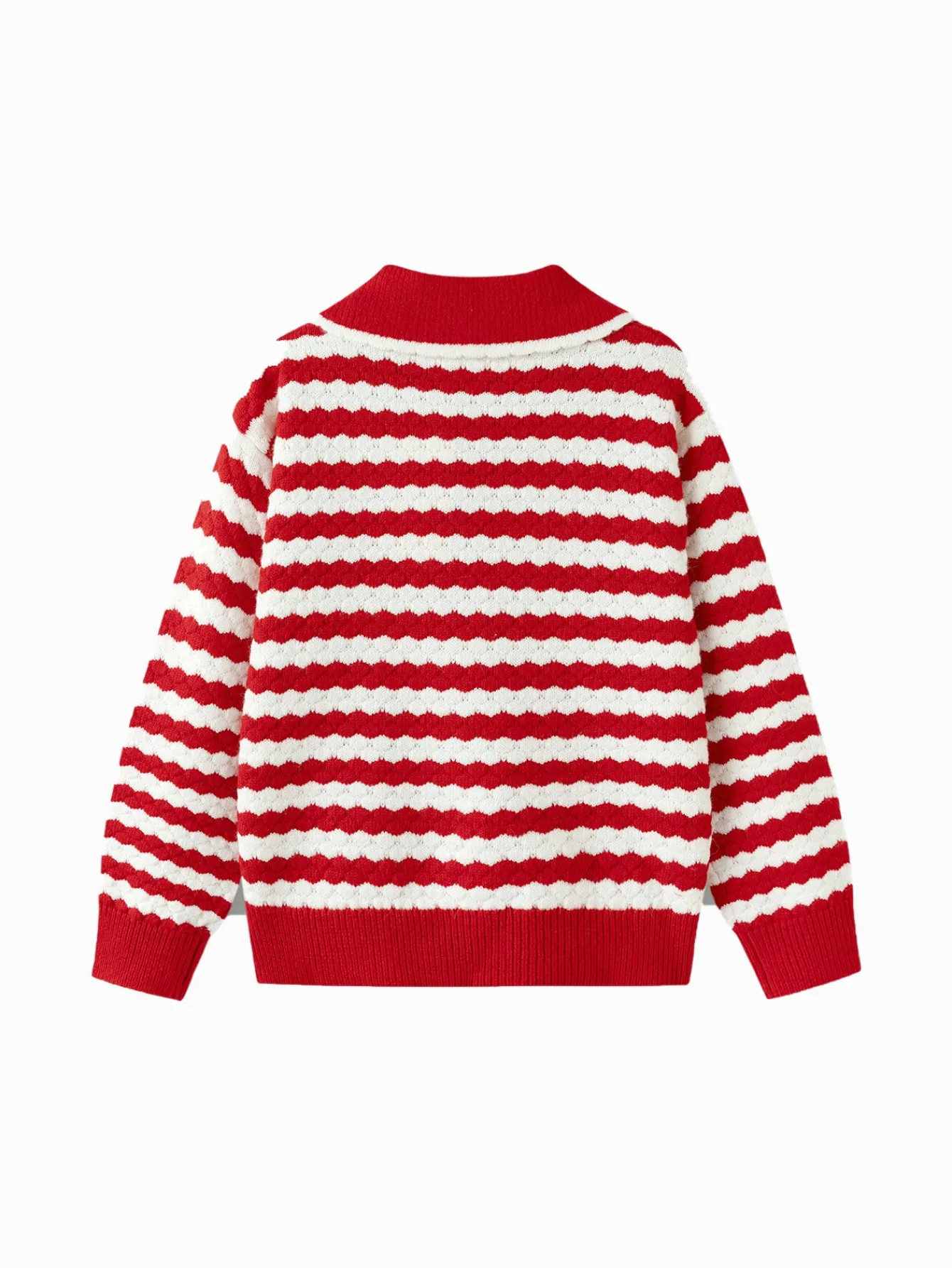 Balabala Children's Knitwear for Girls, 2024 Winter Striped Knitted Shirt with Bow Tie Inner Wear Top Red Fashion