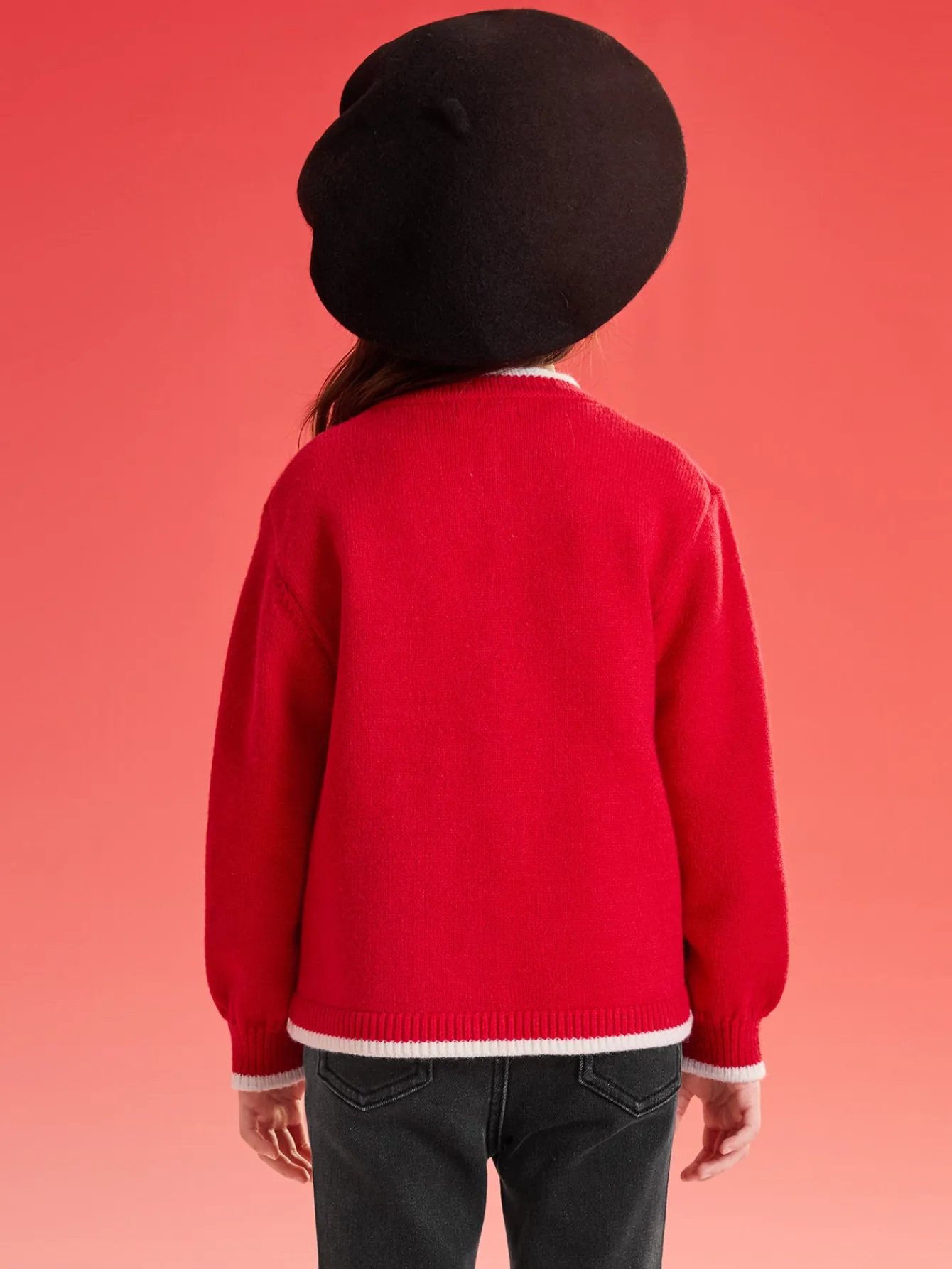 Balabala children's sweater girls' children's knitted sweater 2025 spring and autumn new style open sweater sweet Chinese Red Outlet