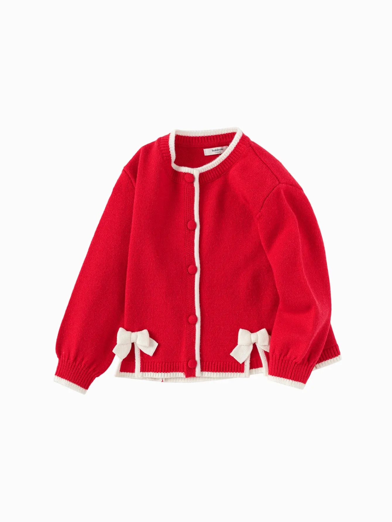Balabala children's sweater girls' children's knitted sweater 2025 spring and autumn new style open sweater sweet Chinese Red Outlet