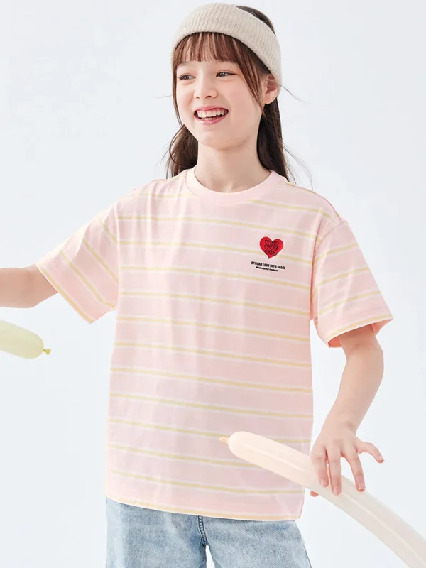 Balabala cotton short-sleeved striped parent-child T-shirt 7-14 years Online