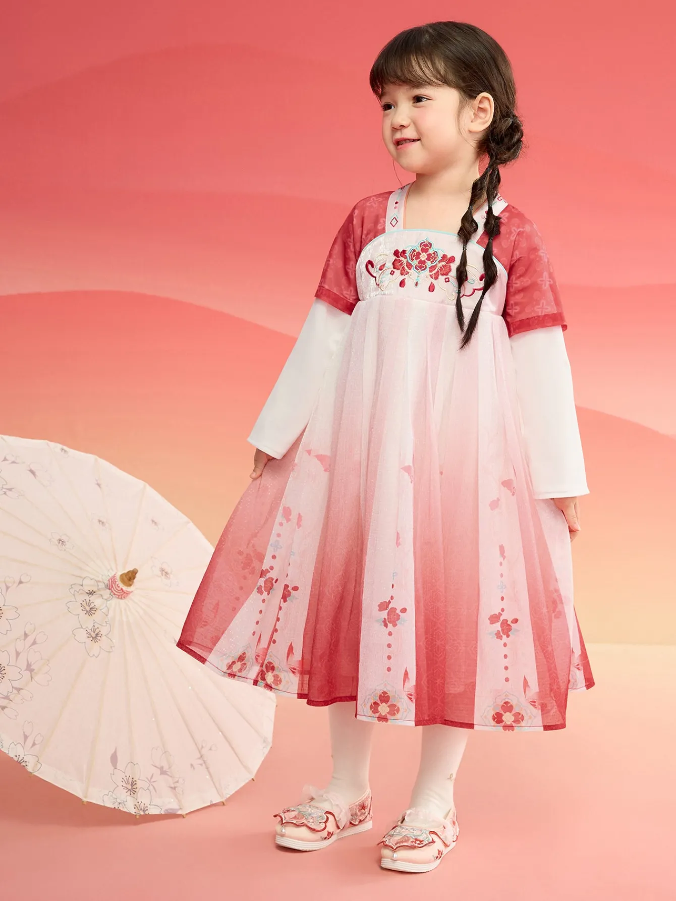 Balabala Girl Hanfu Dress Kids Ru Skirt 2025 Winter New Red New Year's Outfit Chinese Style Dress Online