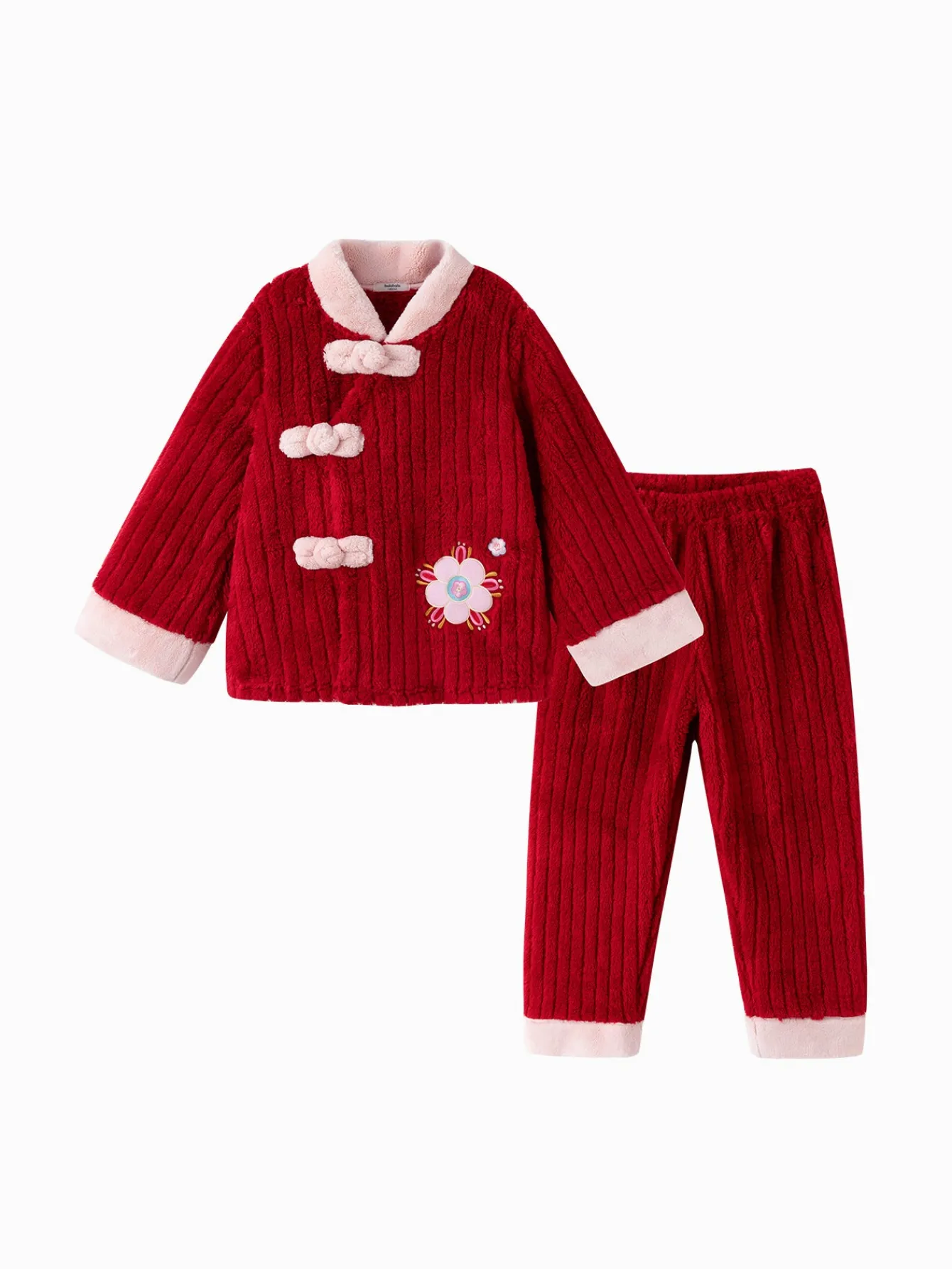 Balabala Girl Pajama Suit 2025 New Chinese Style Home-Wear New Year's Greeting Animal Year Red Store