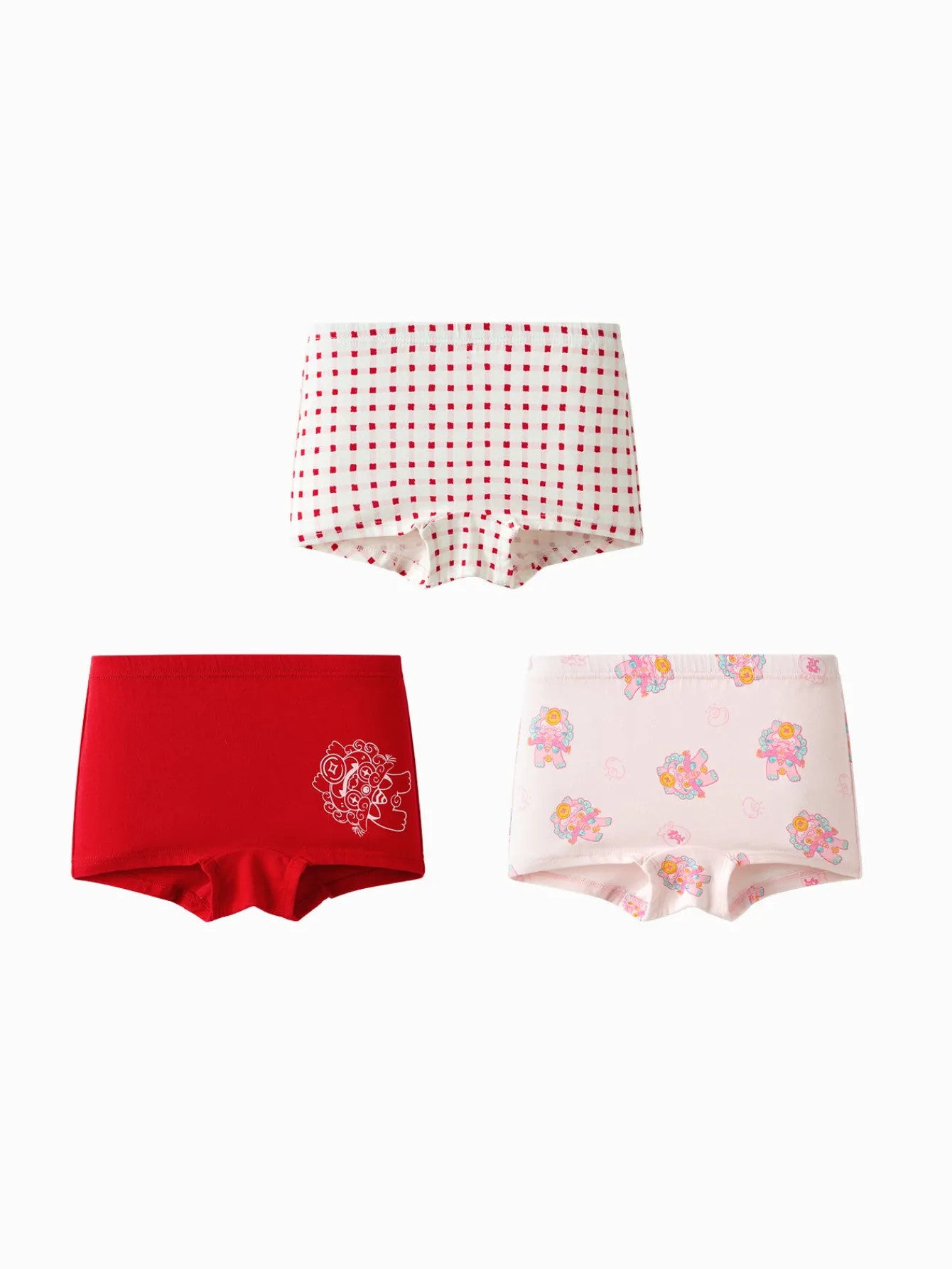 Balabala Girl Underwear Boxer Birefs Cotton Animal Year Red Shorts The Year of Snake New Year Suit White Red Clearance