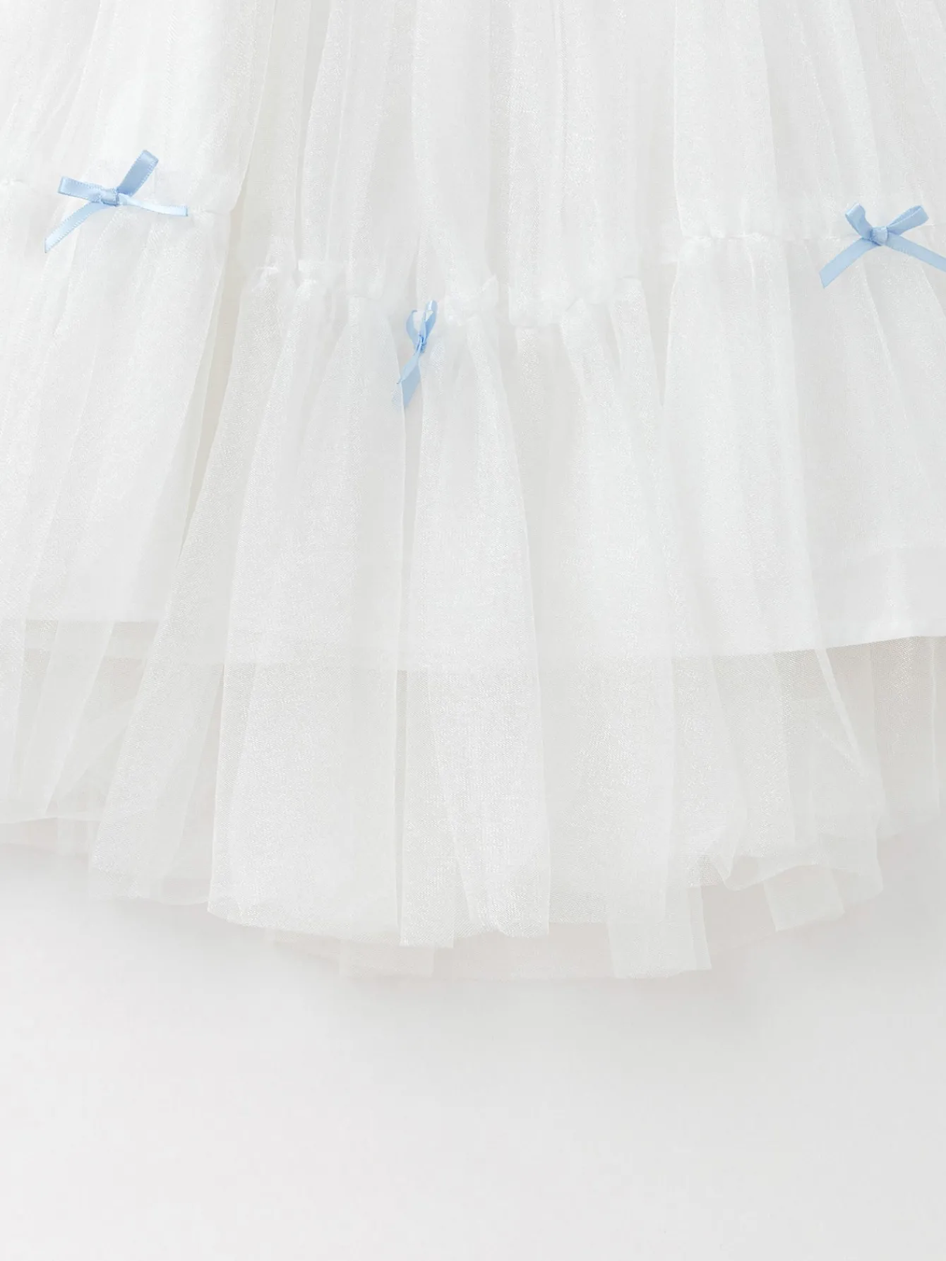 Balabala Girls' Dress Tulle Princess Dress 2025 Spring New Bow Dress Blue Clearance