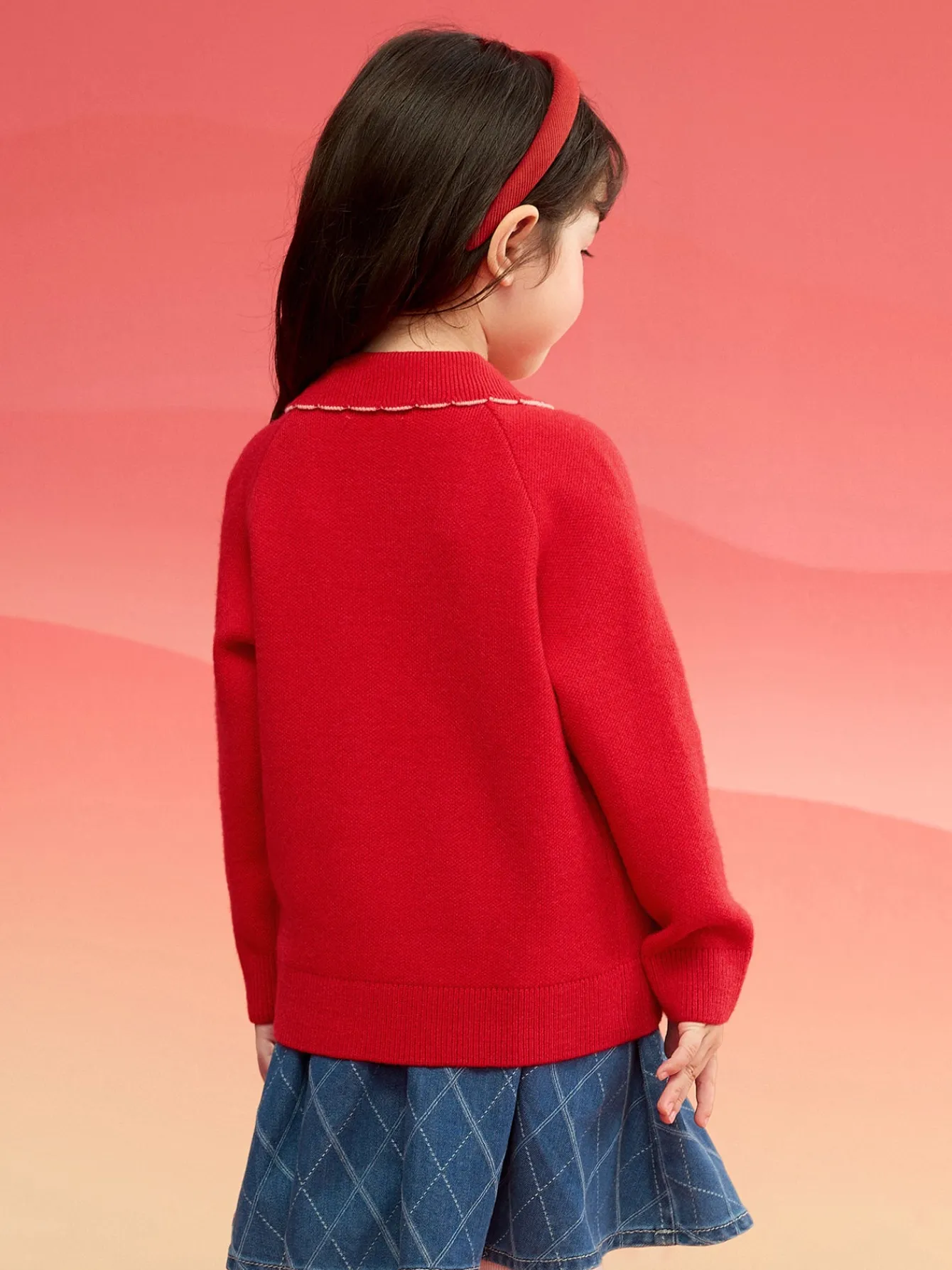 Balabala Girls Sweater 2024 New Winter Kids Knitwear Top New Year's Red Fashion Exquisite Trendy Chinese Red Outlet
