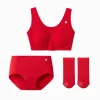 Balabala Girls Underwear Gift Box Children Vest Developmental Period Anti-Show-through Bra Animal Year of Snake Red New