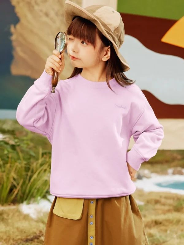 Balabala Kids Basic Embroidery Hoodie Purplish Red Best Sale