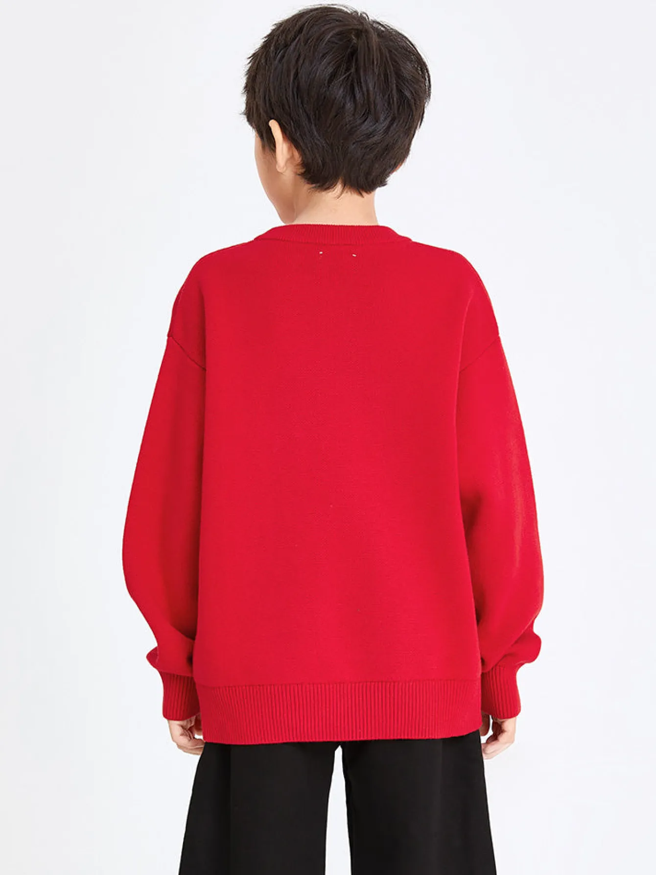 Balabala Kids Boy 100% Cotton Red Rabbit Propitious Clouds Crew Neck Jumper 7-14 Years Cheap