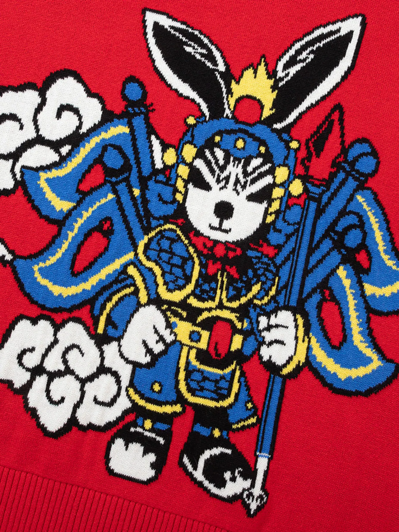 Balabala Kids Boy 100% Cotton Red Rabbit Propitious Clouds Crew Neck Jumper 7-14 Years Cheap