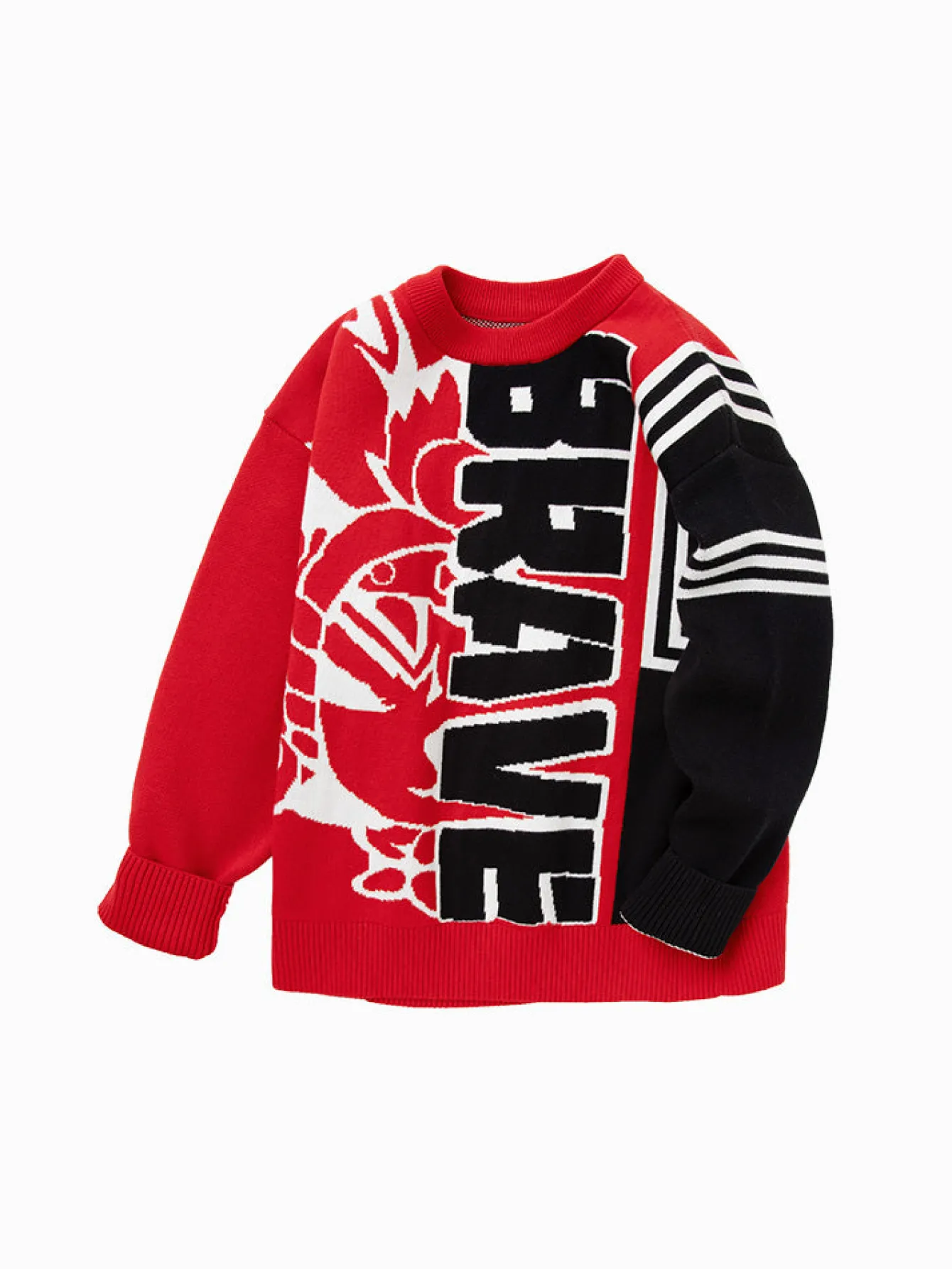 Balabala Kids Boy 100% Cotton Red Rabbit Propitious Clouds Crew Neck Jumper 7-14 Years Cheap