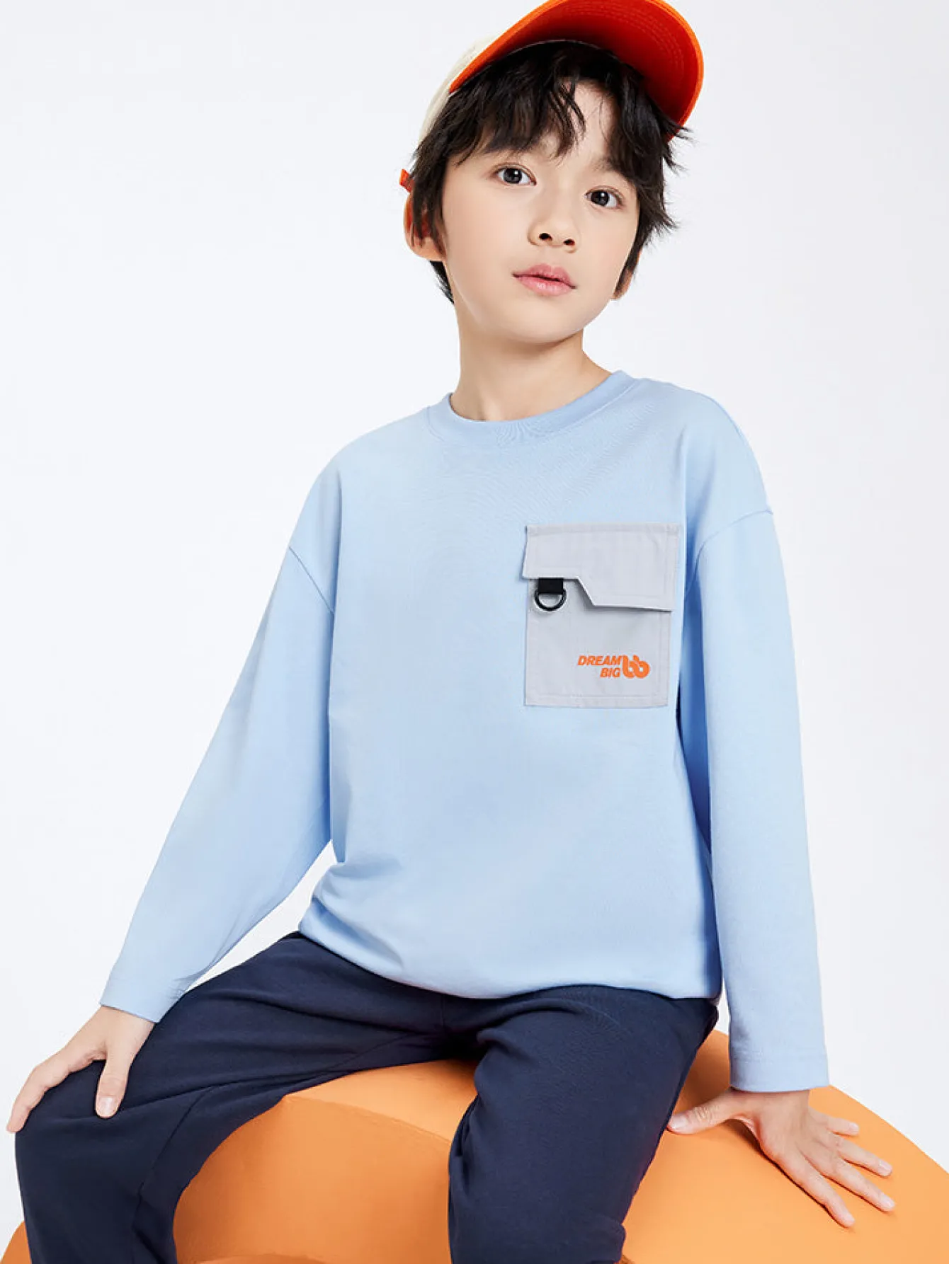 Balabala Kids Boy Antibacterial Quick-Drying Rounded V-Neck Long Sleeve T-Shirt 7-14 Years Online