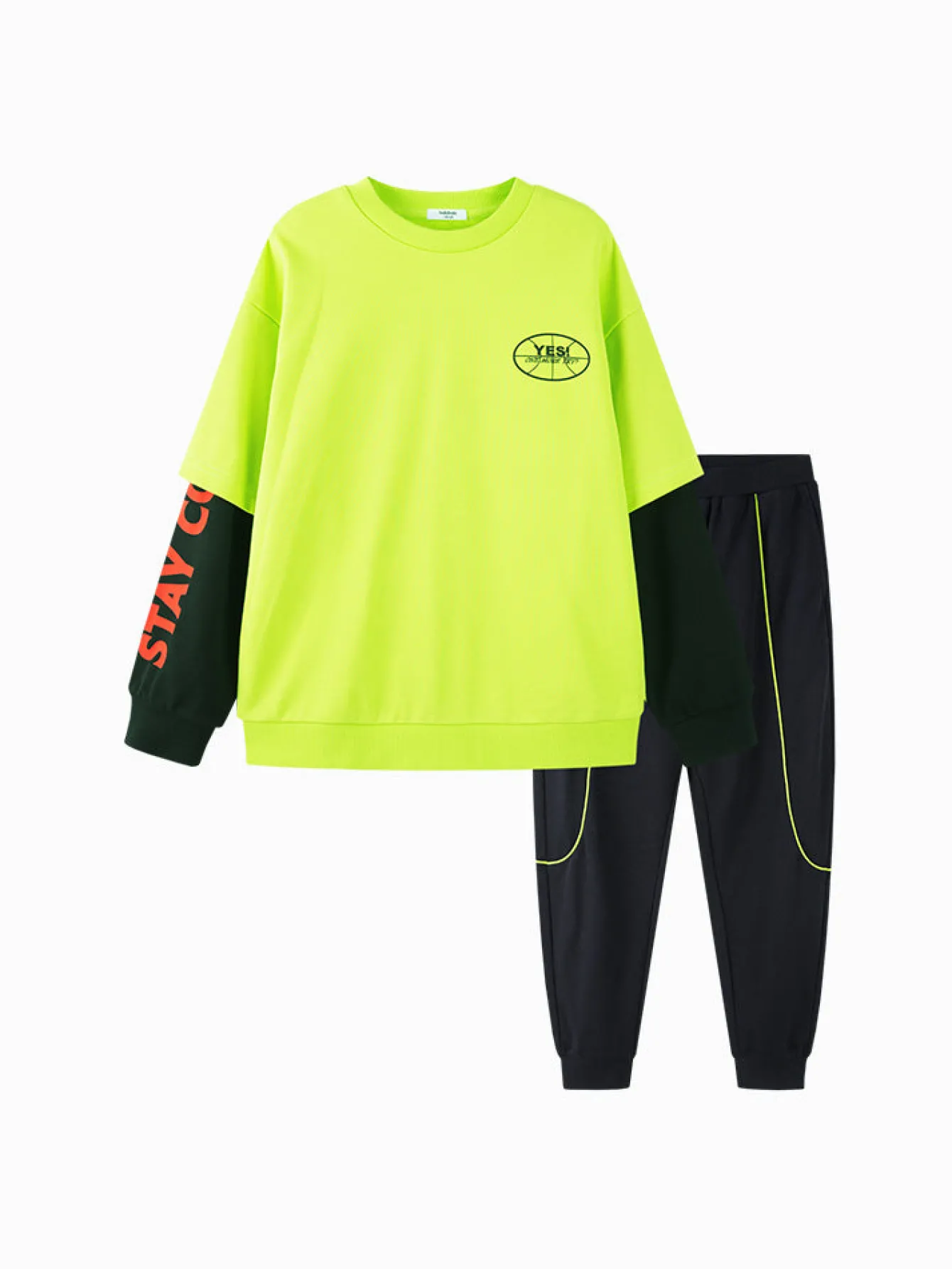 Balabala Kids Boy Contrast Colour Patchwork Long Sleeve Knitted Set 7-14 Years Outlet