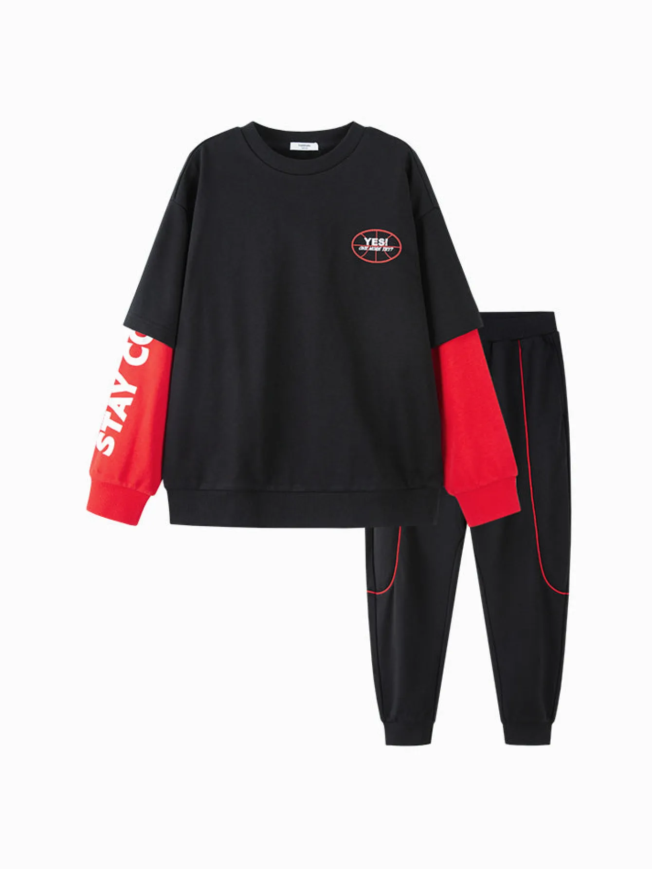 Balabala Kids Boy Contrast Colour Patchwork Long Sleeve Knitted Set 7-14 Years Outlet