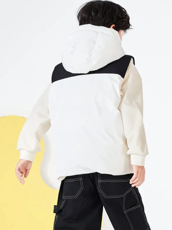 Balabala Kids Boy Hooded Warm Vest White Hue Clearance