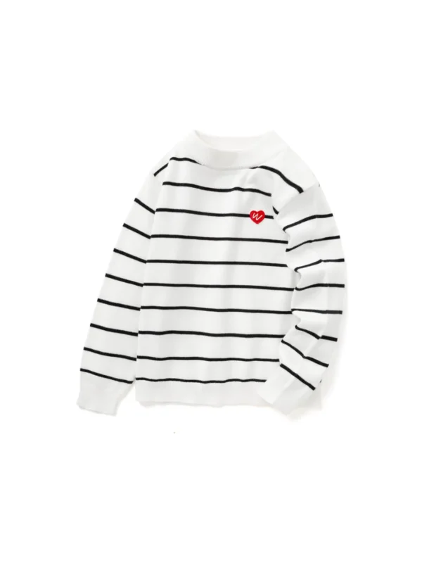 Balabala Kids Boy Long Sleeves Crew Neck Sweater White Black Hue Clearance