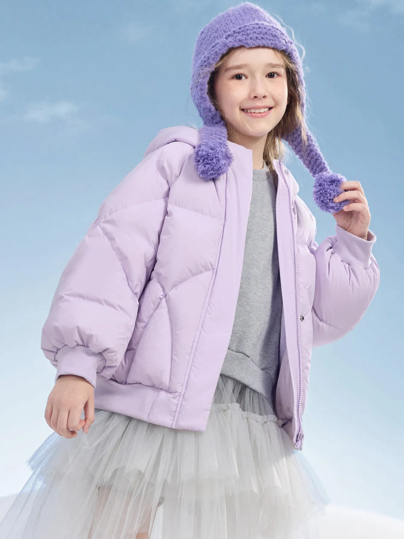 balabala_kids_girl_candy_colored_puffy_sleeves_hooded_down_jacket_0.webp Balabala Kids Girl Candy Colored Puffy Sleeves Hooded Down Jacket Violet Outlet