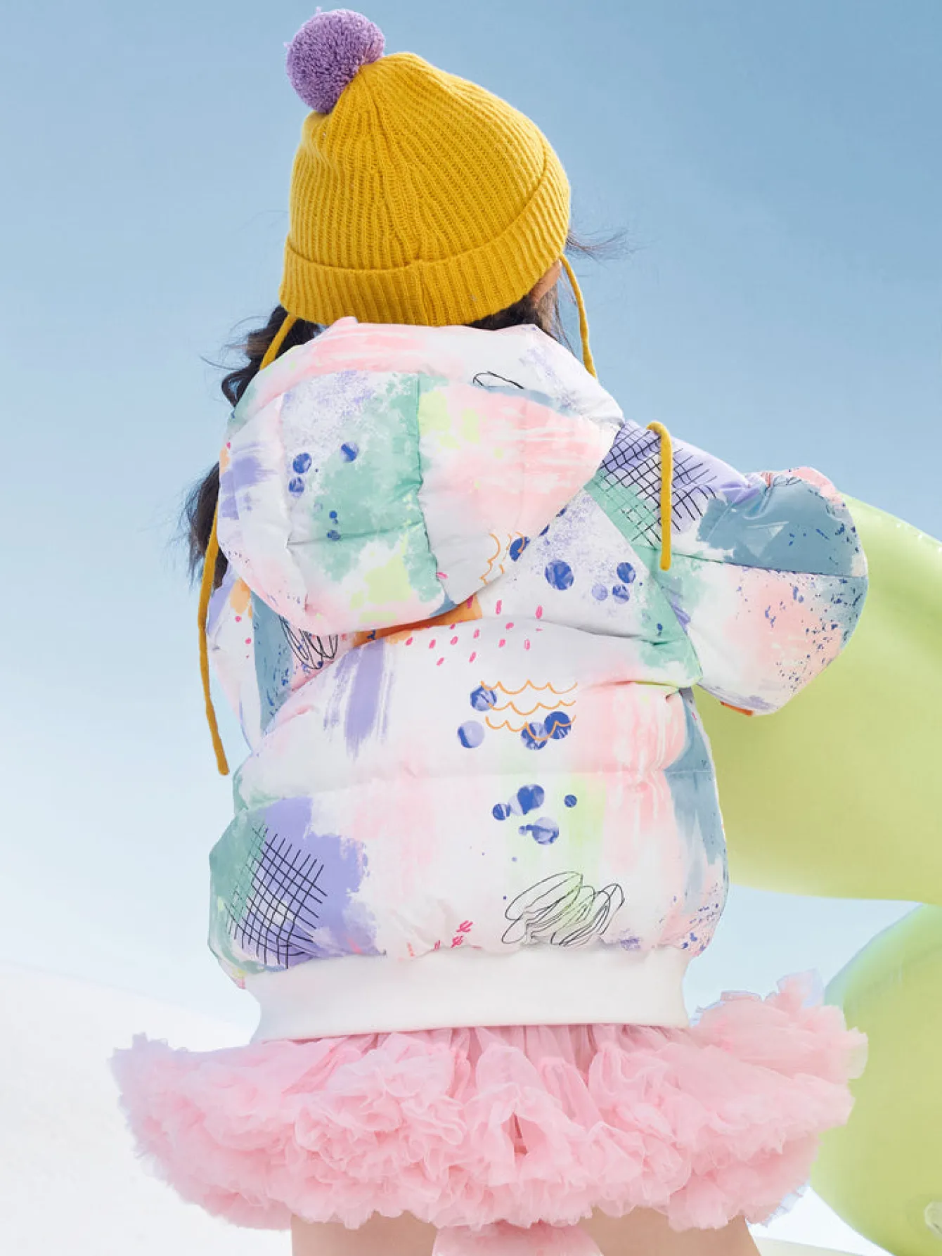 Balabala Kids Girl Candy Colored Puffy Sleeves Hooded Down Jacket Red Hue Best