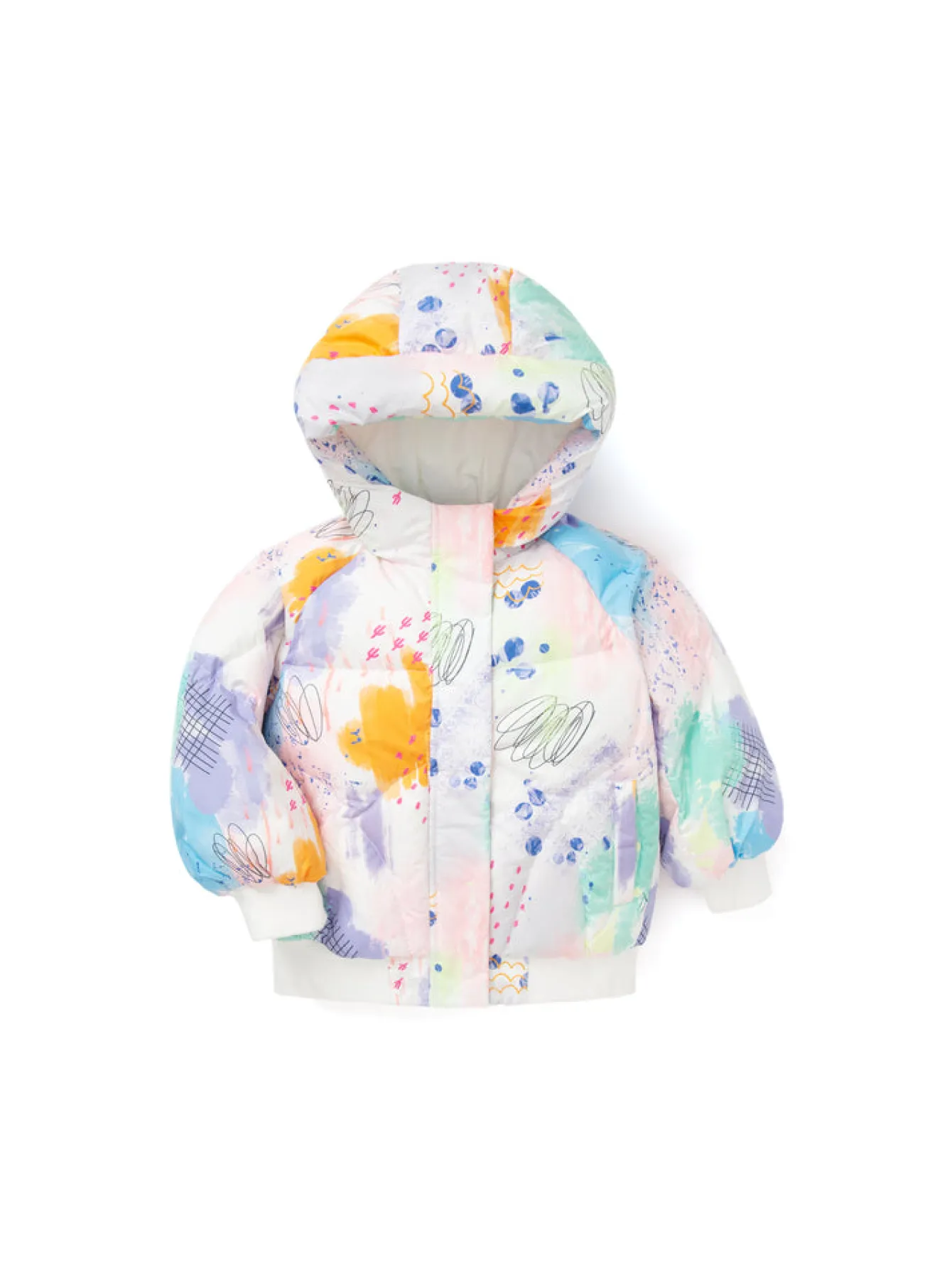 Balabala Kids Girl Candy Colored Puffy Sleeves Hooded Down Jacket Red Hue Best