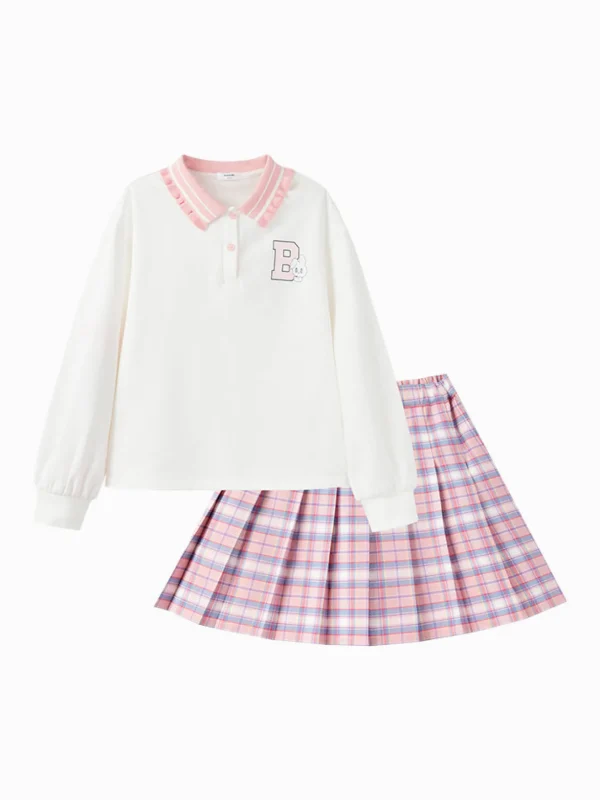Balabala Kids Girl Contrast Patchwork Long Sleeve Woven Set 7-14 Years Best Sale