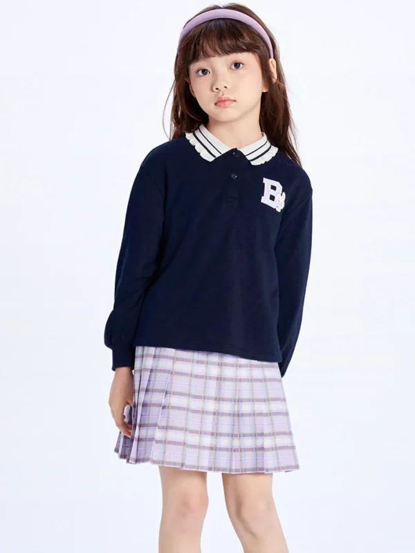 Balabala Kids Girl Contrast Patchwork Long Sleeve Woven Set 7-14 Years Best Sale