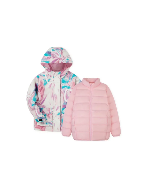 Balabala Kids Girl Dyed Waist Outdoor Down Jacket Red Hue Flash Sale