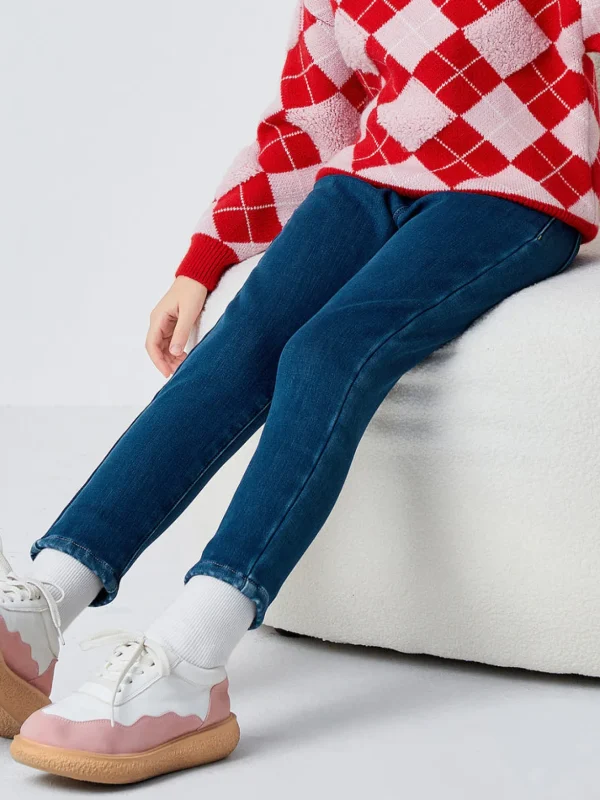 Balabala Kids Girl Slim Fit Trousers Denim Dark Blue Best Sale