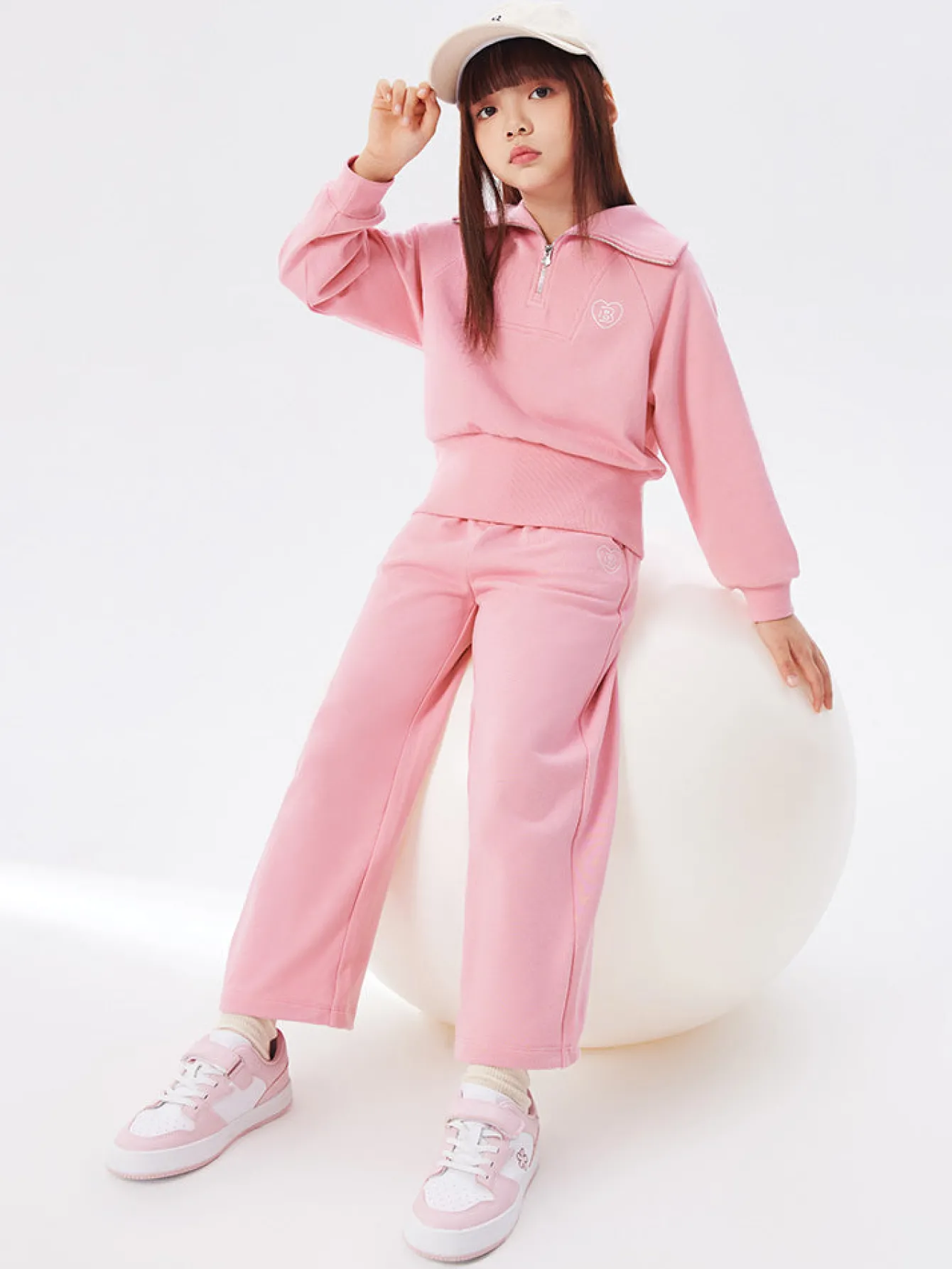 Balabala Kids Girl Solid Color Knitted Long Sleeve Set 7-14 Years Outlet